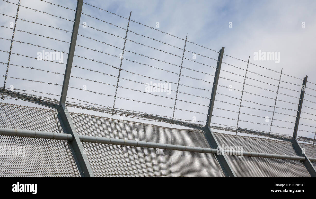 Fence around restricted area, old jail in the Netherlands Stock Photo