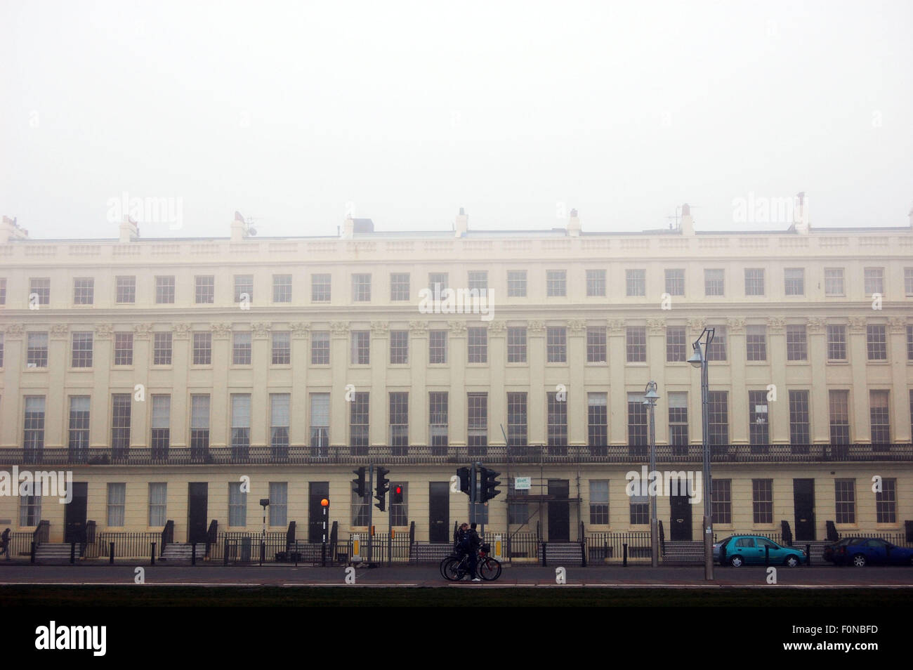 Brunswick Terrace in Hove on a foggy day Stock Photo