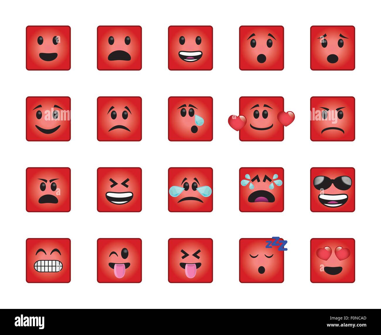 Set of square icons in different emotions and moods Stock Vector Image ...