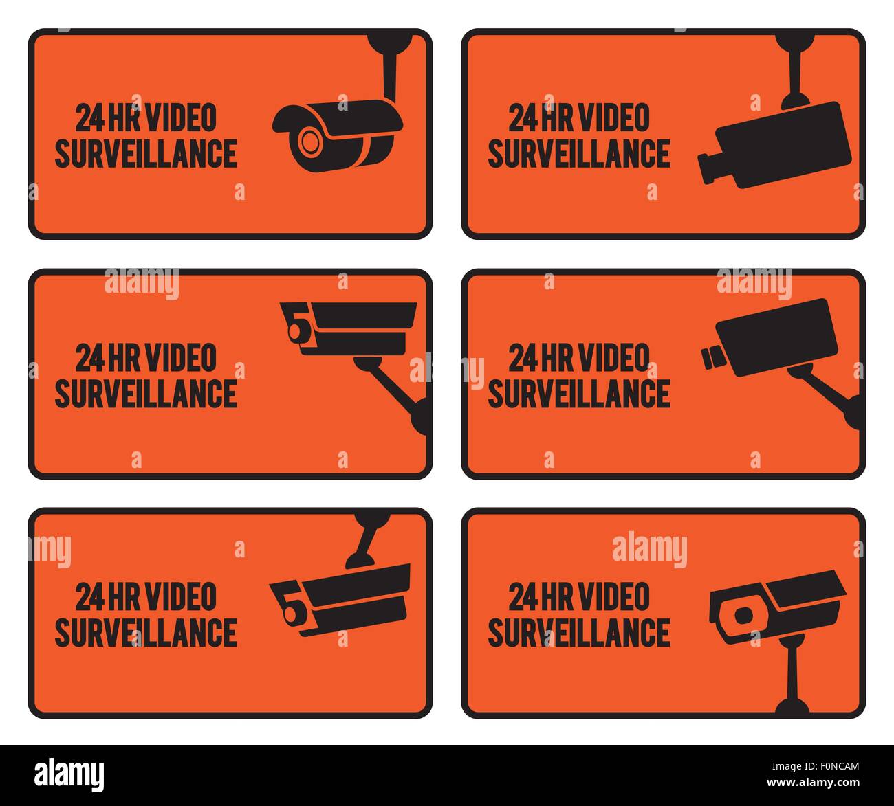 Warning set stickers for security video surveillance Stock Vector Image