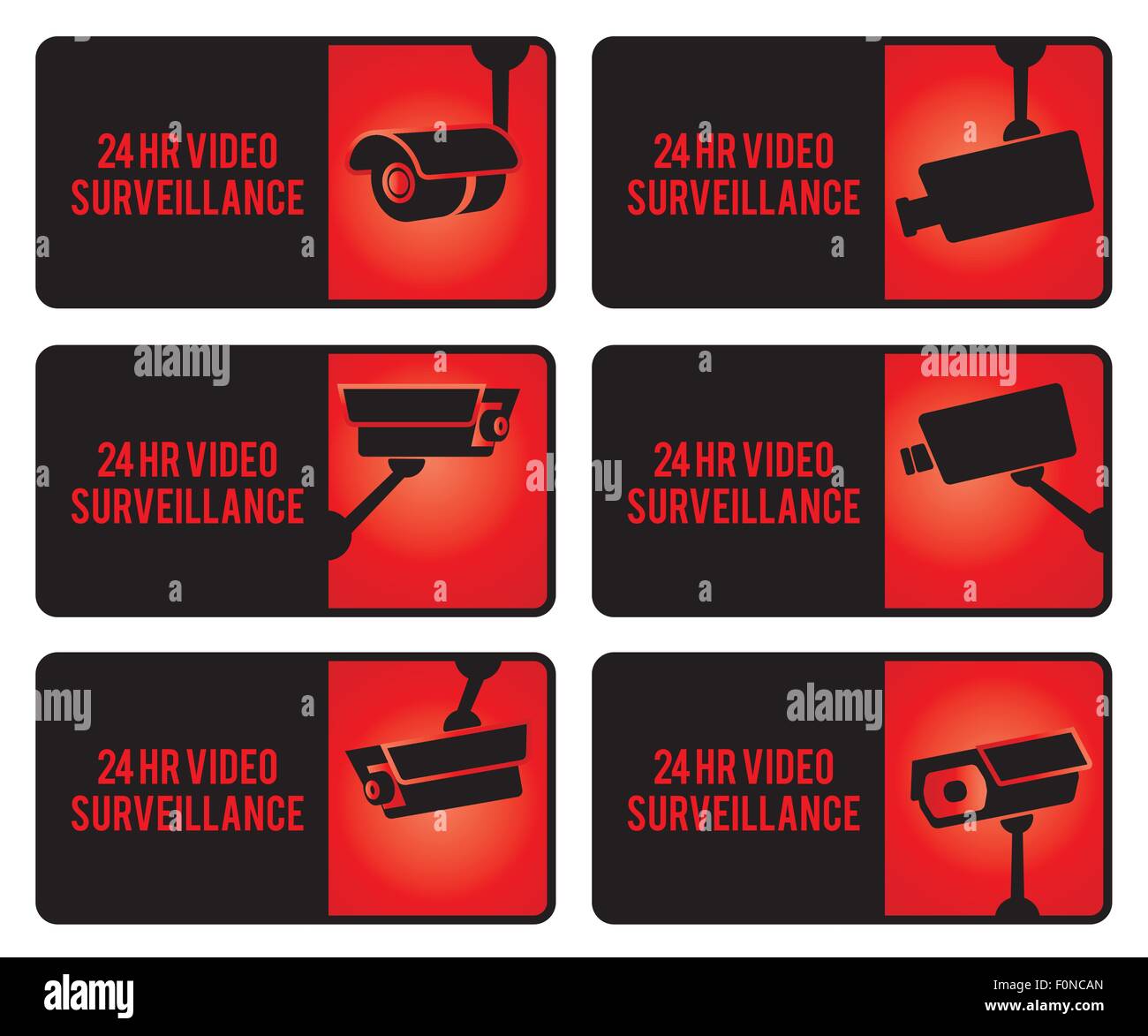 Warning set stickers for security video surveillance Stock Vector Image ...
