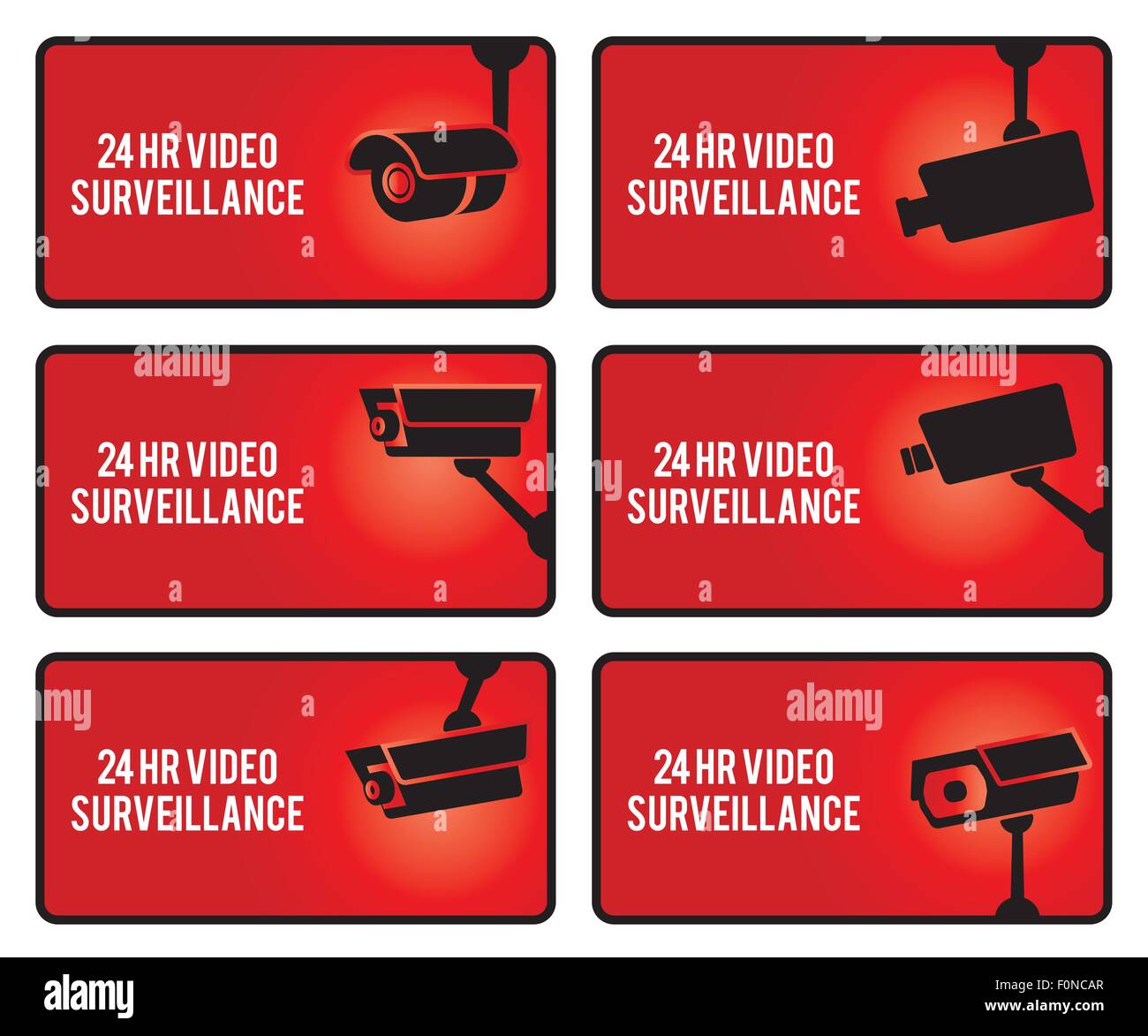 Warning set stickers for security video surveillance Stock Vector Image
