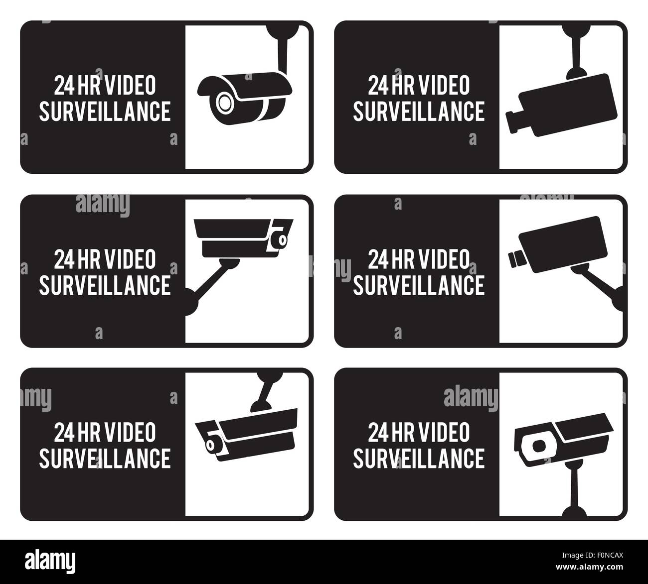 Warning set stickers for security video surveillance Stock Vector Image