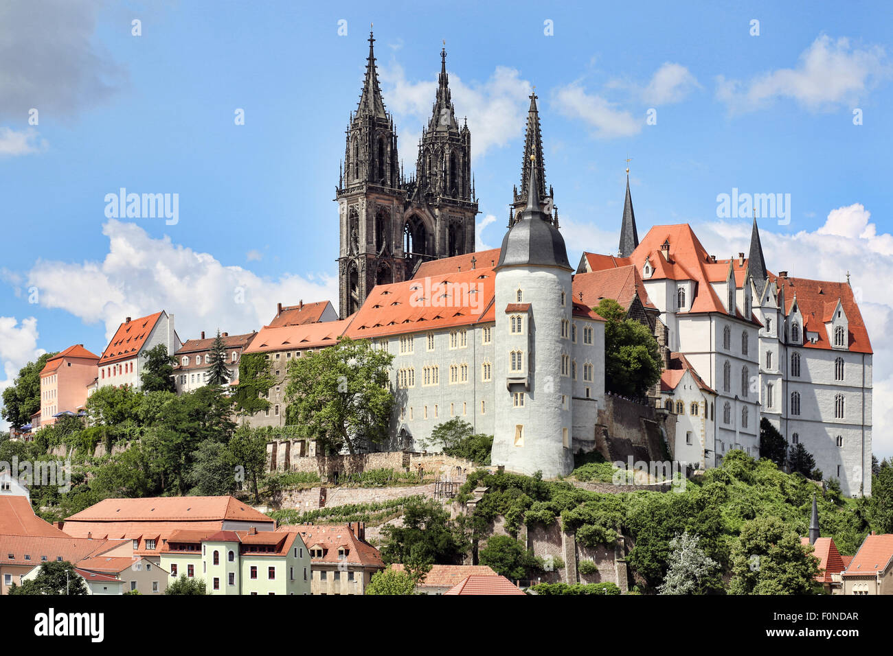 Castle hill with Albrechtsburg and Cathedral, Meissen district, Saxony, Germany Stock Photo