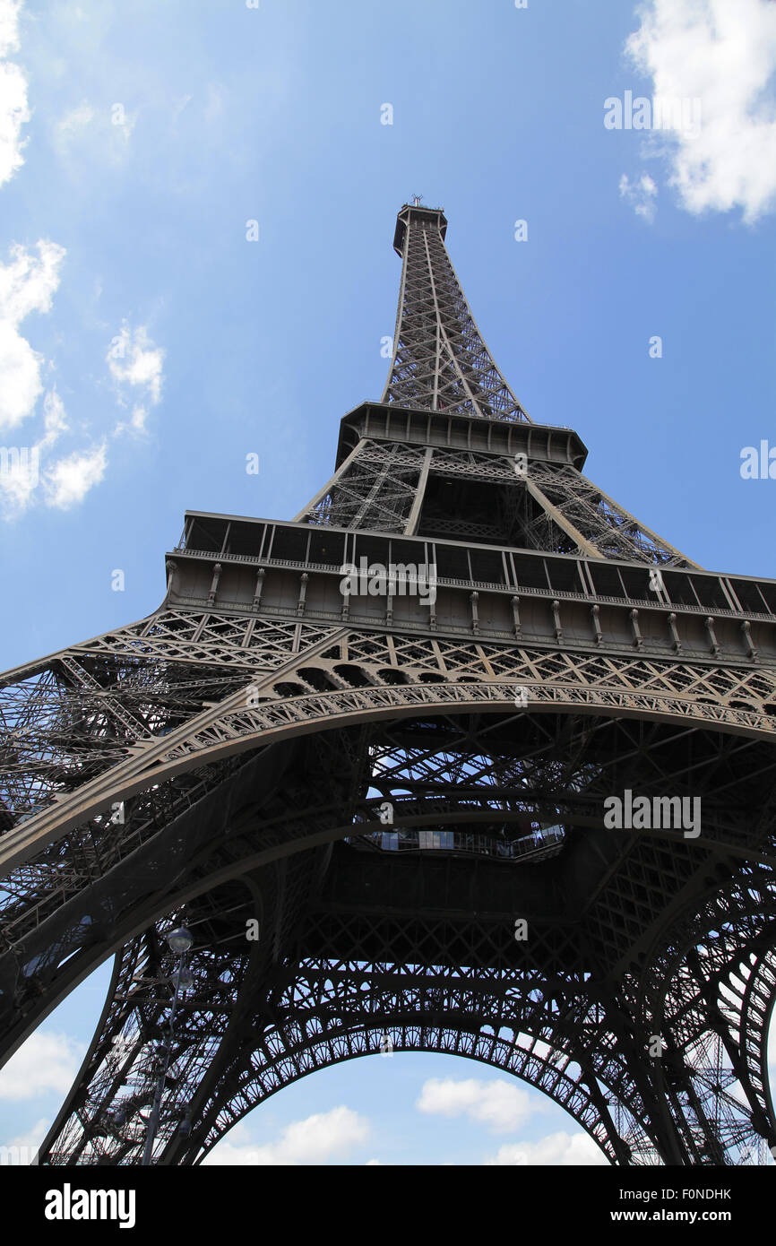 The Eiffel Tower La tour Eiffel an iron tower on the Champ de Mars in Paris France. Stock Photo