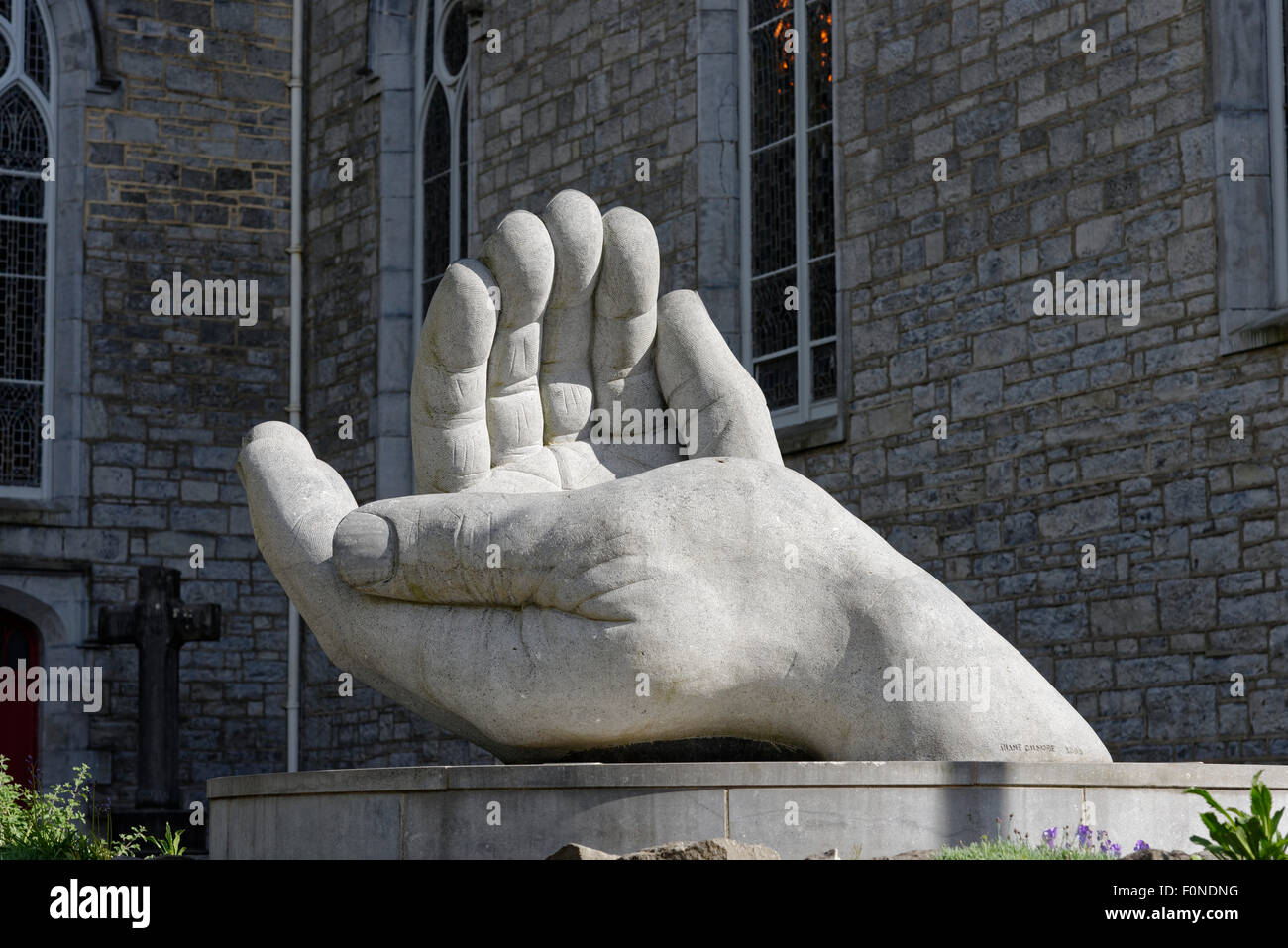 Ennis cathedral, sculpture of hands, Ennis, Munster, Ireland Stock Photo