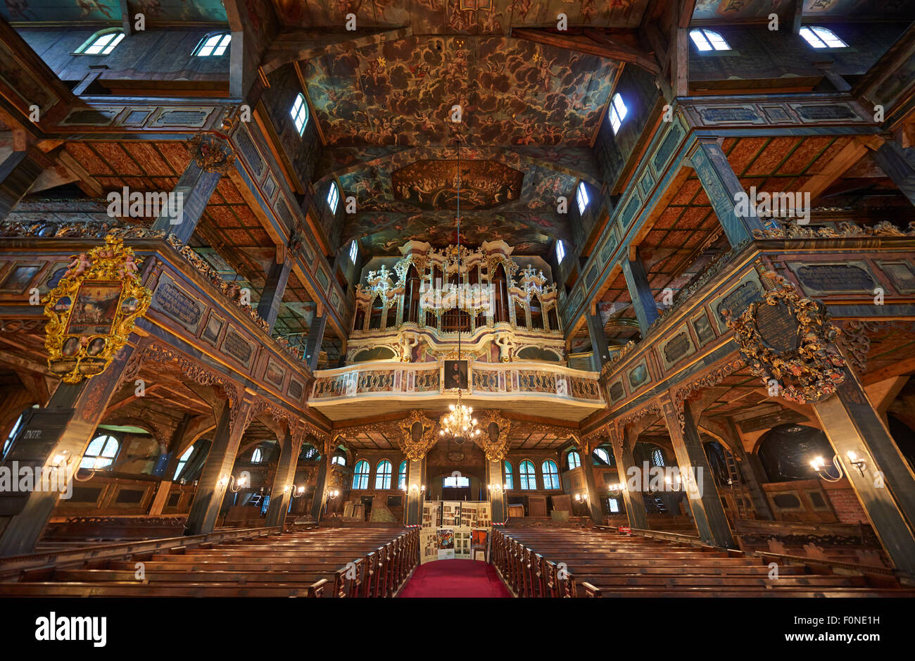 Interior Shot Of Magnificently Decorated Wooden Protestant Church Of 