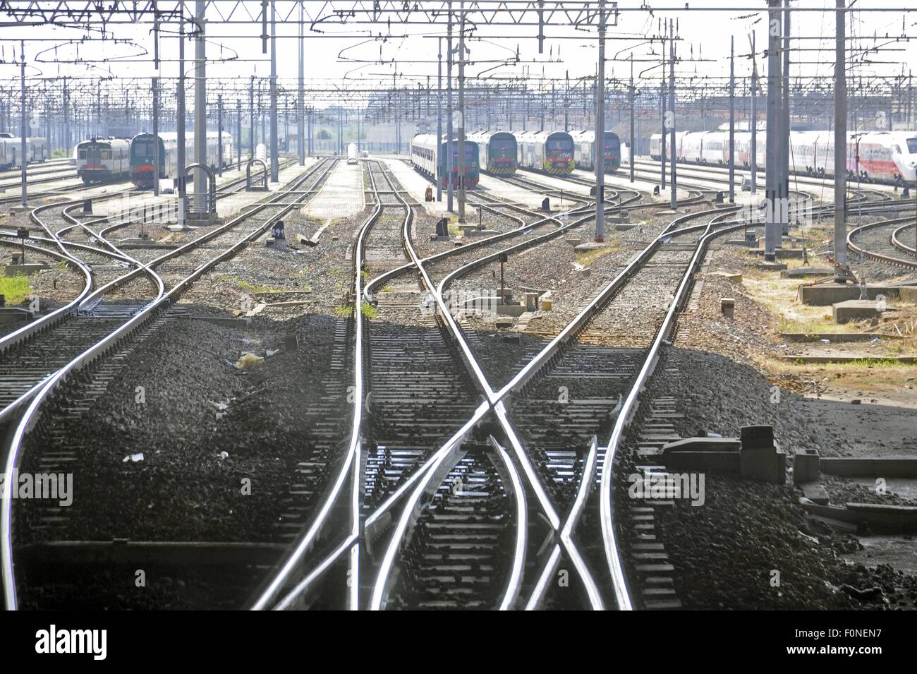 Trenord, regional railways of Lombardy region (Italy), depot and workshops of Milano Fiorenza Stock Photo