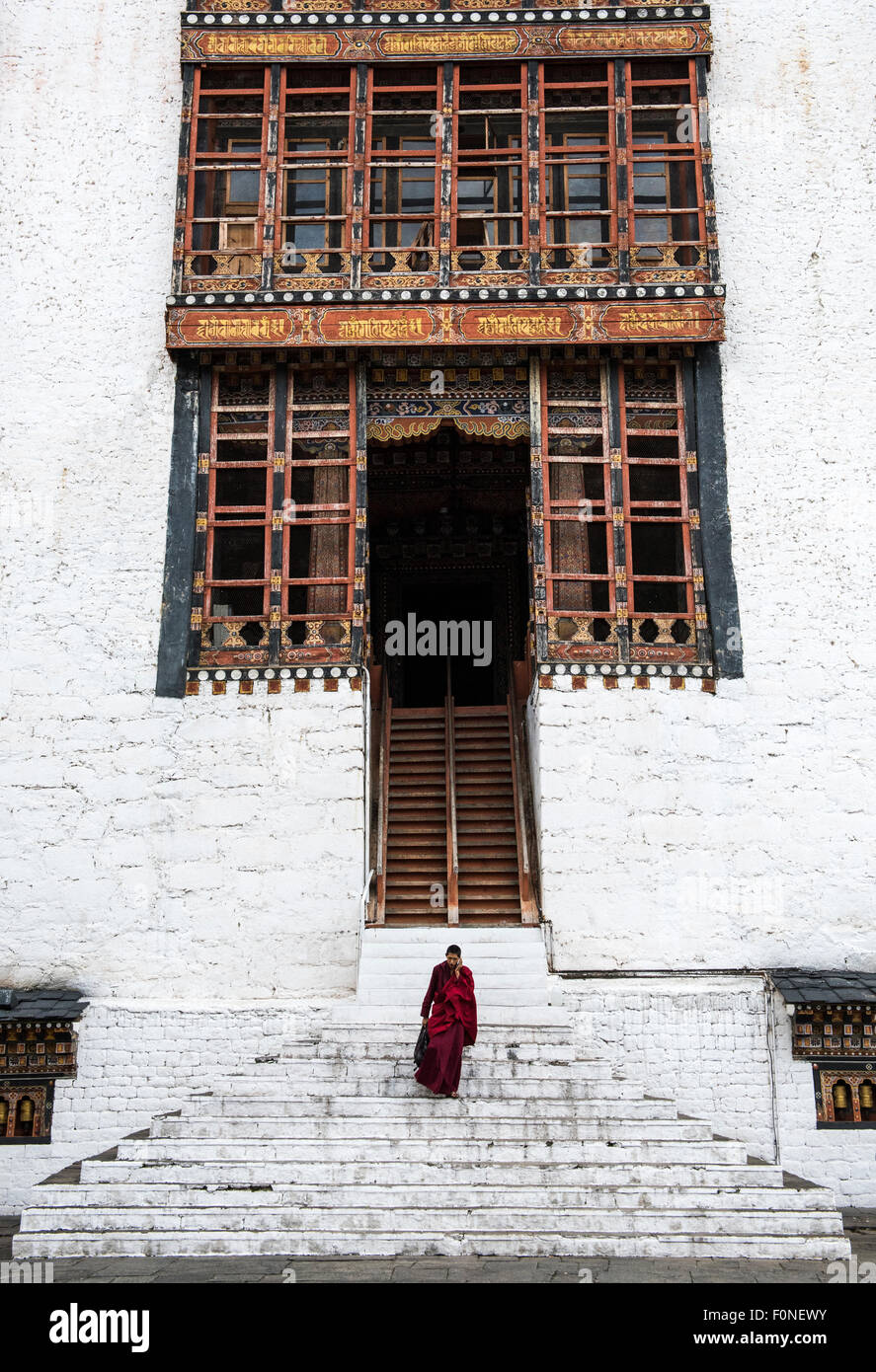 Buddhist monk at Tashicho Dzong Thimpu Bhutan Stock Photo