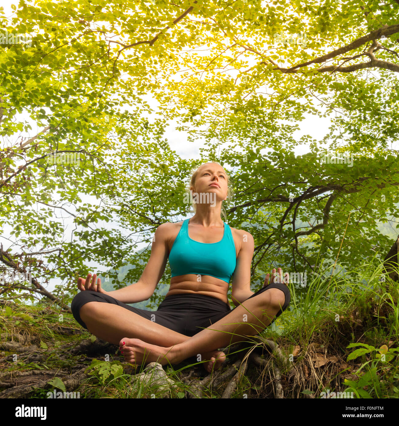 Woman relaxing in beautiful nature Stock Photo - Alamy