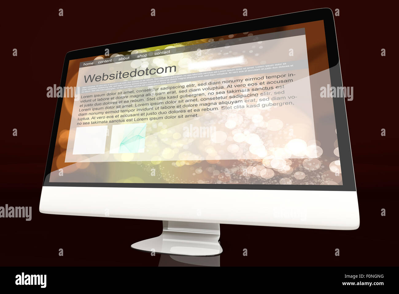 All in one Computer showing a generic website. 3d illustration Stock ...