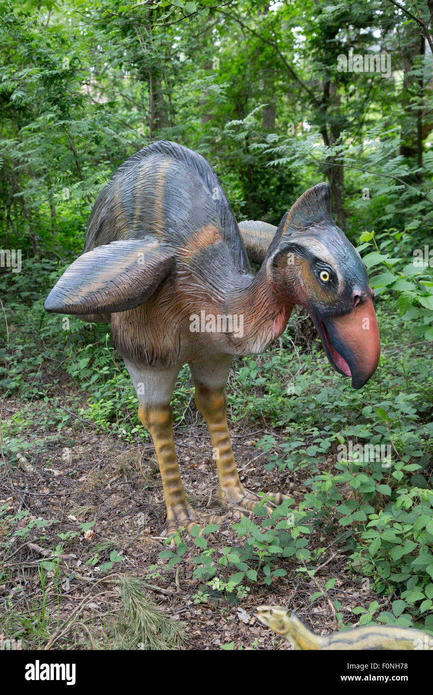 Phorusrachos extinct giant flightless predatory bird which lived in Miocene in Patagonia Dinosaurier Park Germany Stock Photo