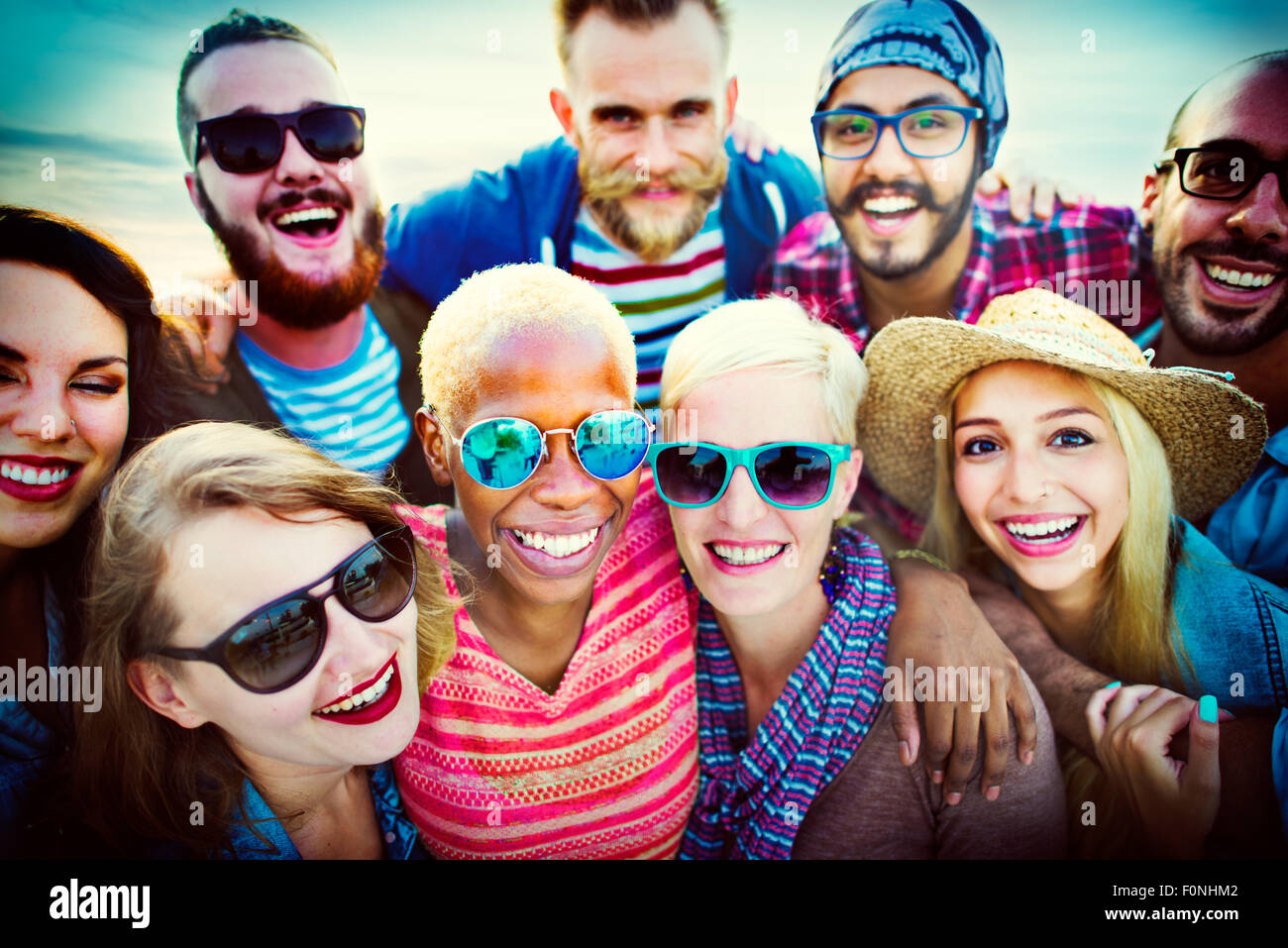 Beach Party Togetherness Friendship Happiness Summer Concept Stock Photo