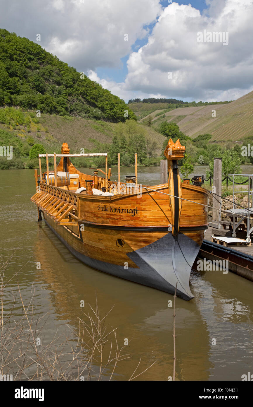 Stella Noviomagi replica of a Roman wine boat Neumagen-Dhron Moselle Germany Stock Photo