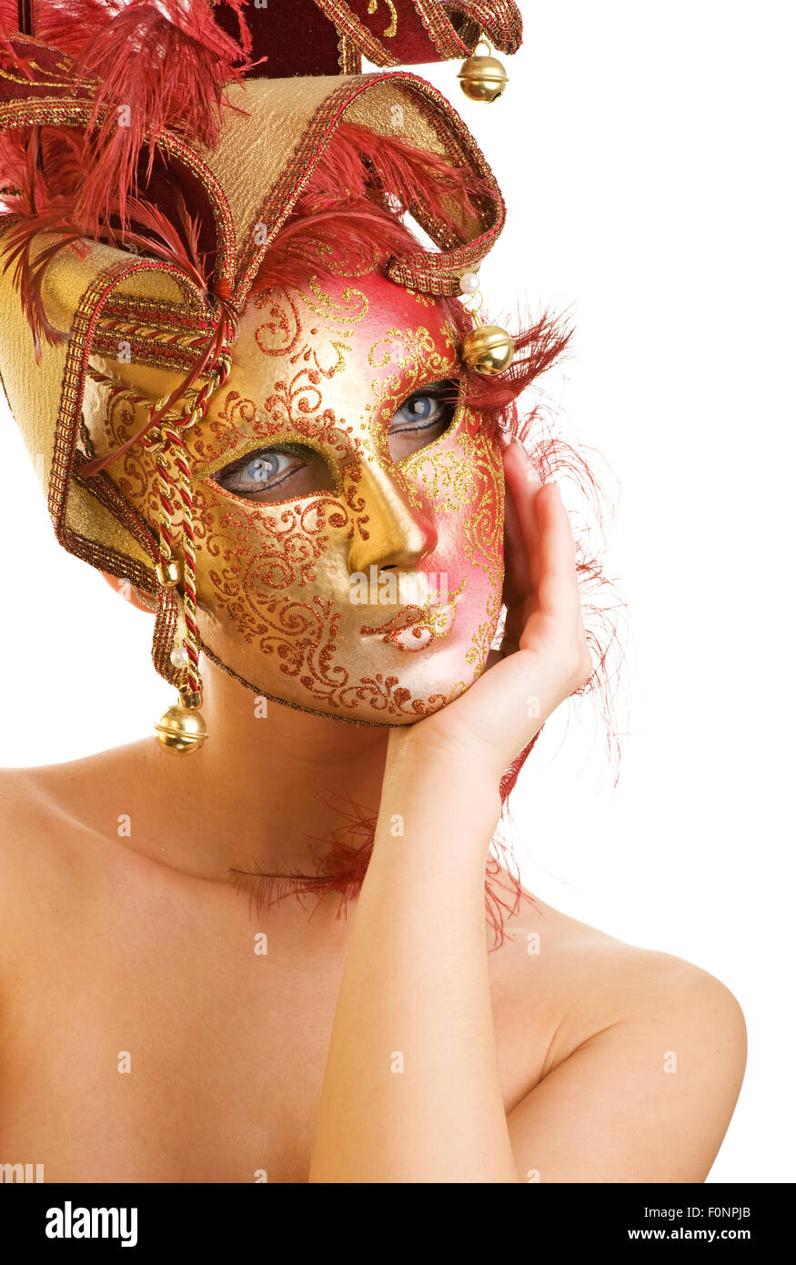 Beautiful young woman in carnival mask Stock Photo Alamy