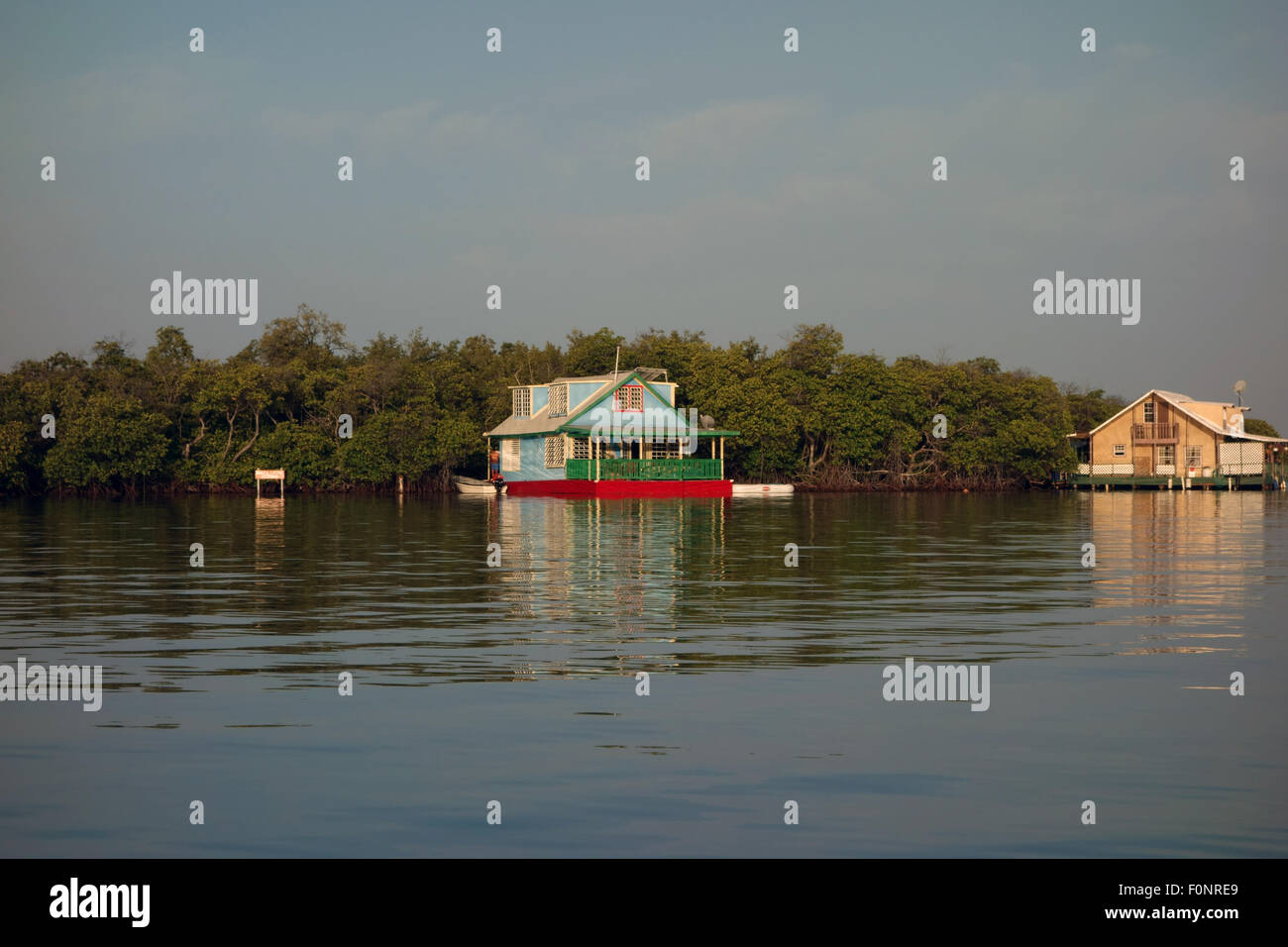 House boats moored to the mangrove islands off the coast of La Parguera