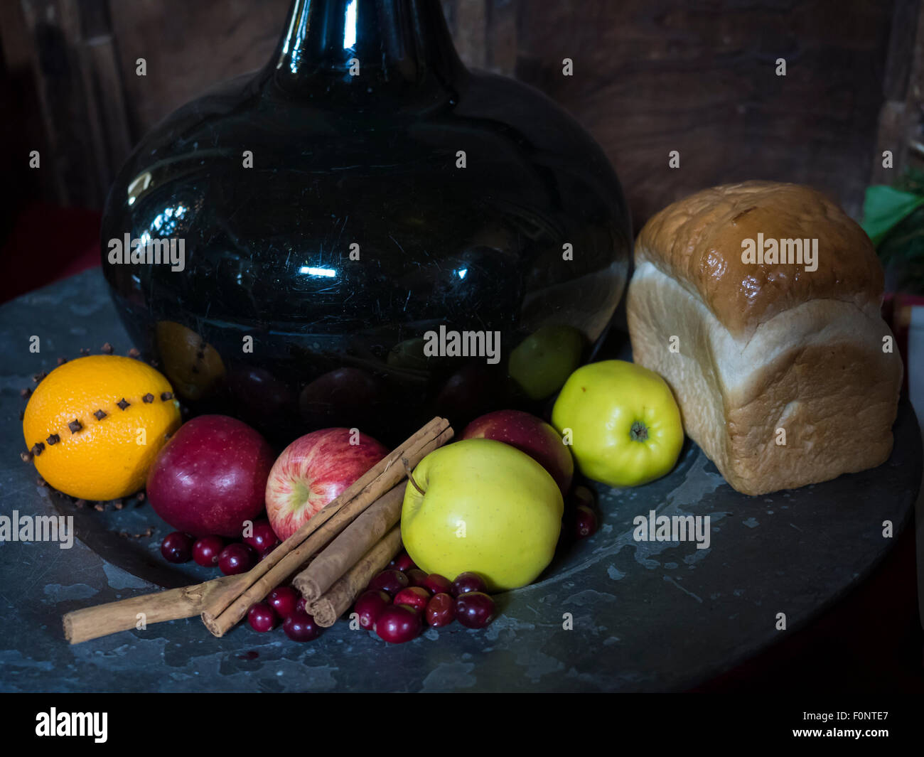 Medieval Christmas decorations during Tudor event at Haddon Hall