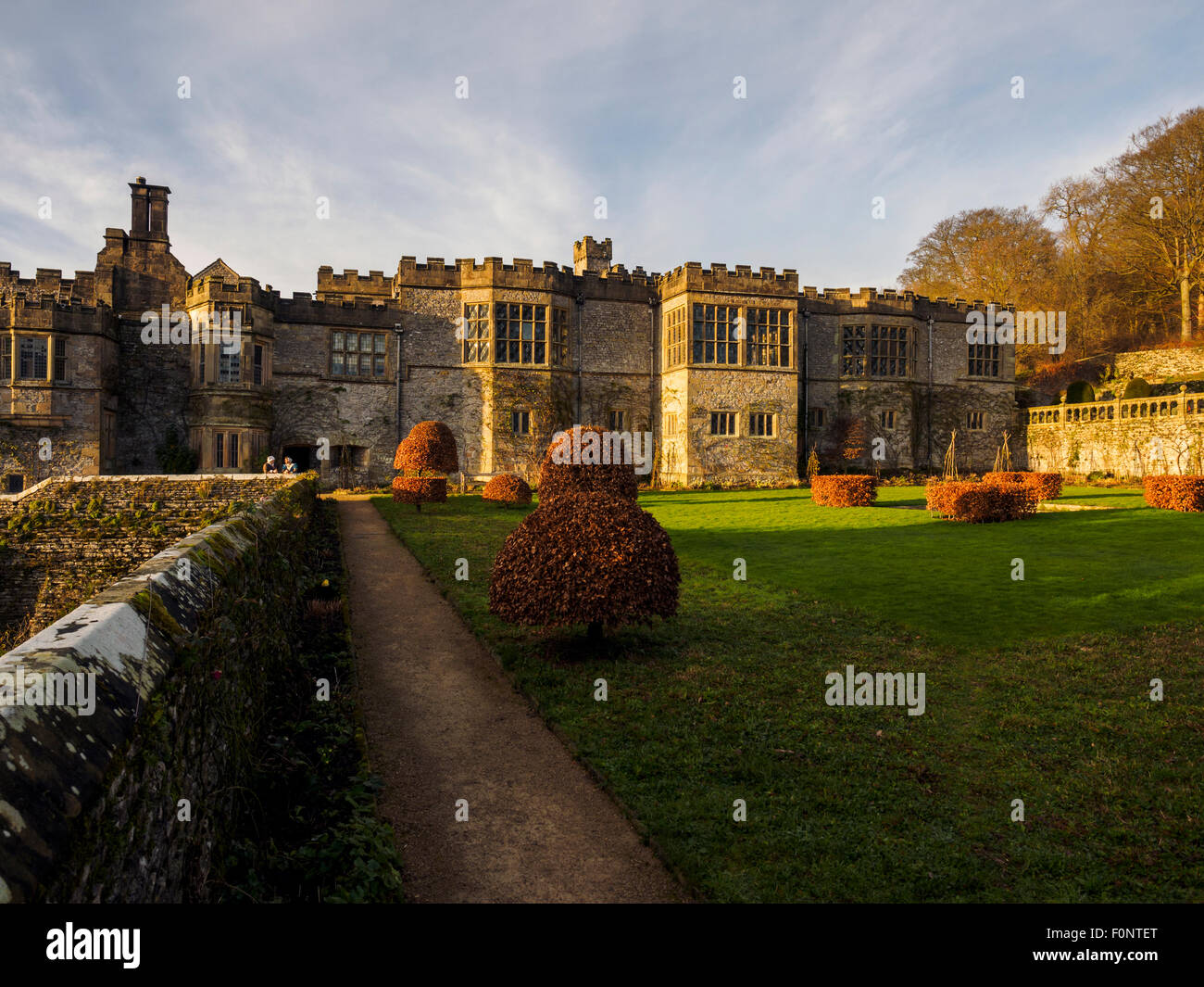 Medieval manor house Haddon Hall near Bakewell Peak District Derbyshire