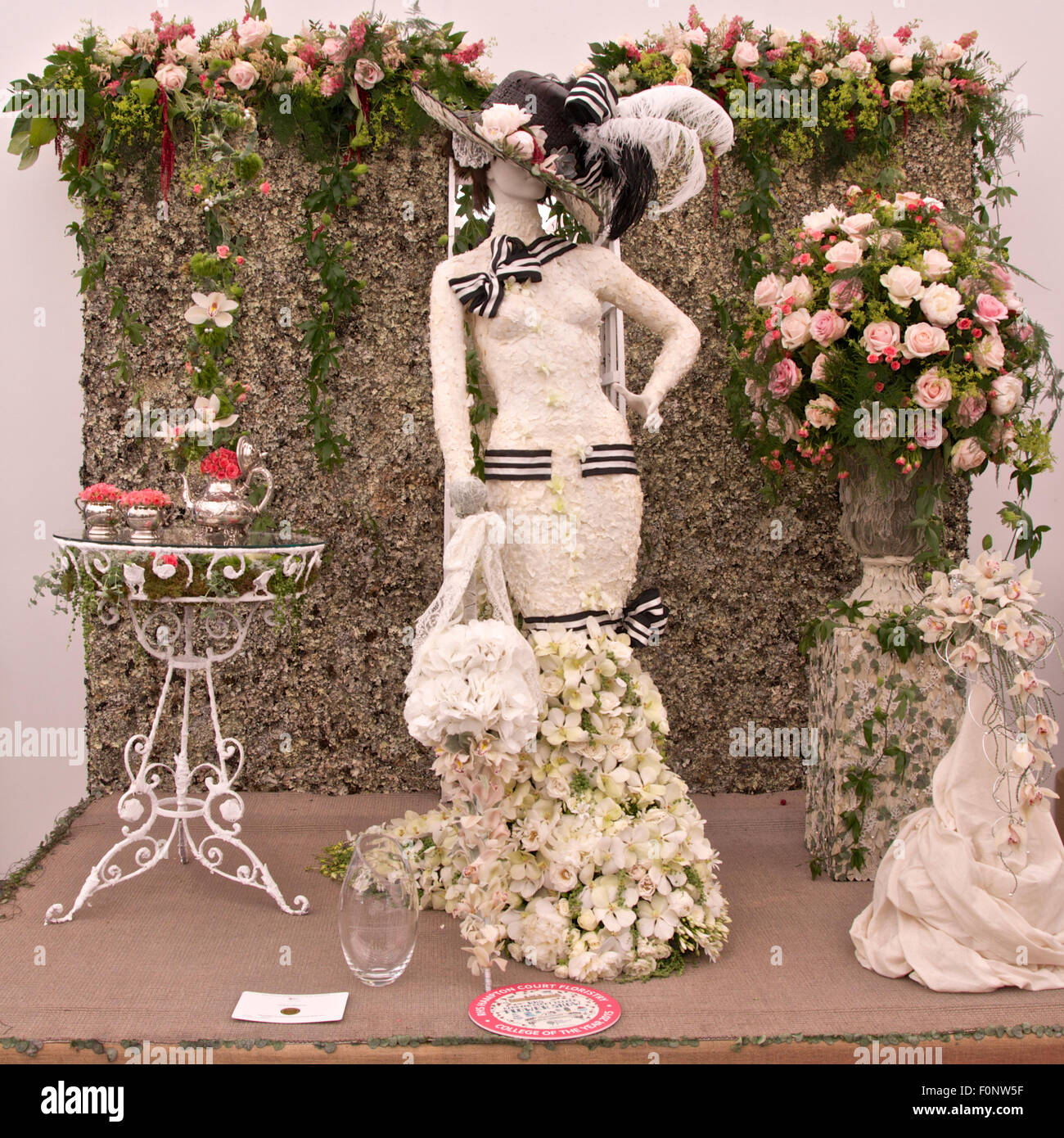 My Fair Lady floristry display by City of Bath College at RHS Hampton Court Palace Flower Show 2015 Stock Photo