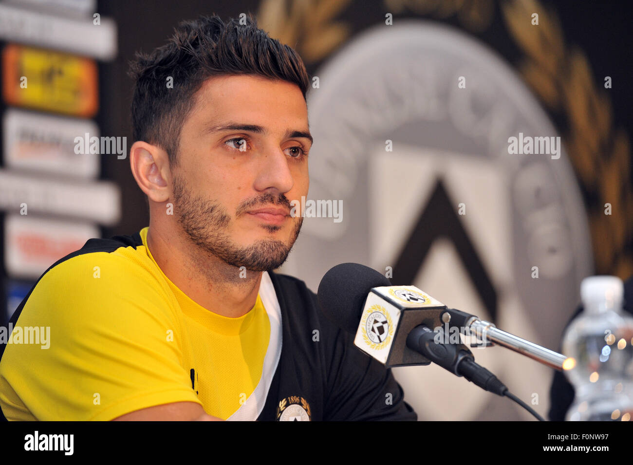 Udine, Italy. 19th August, 2015. press conference of presentation the new Udinese's midfielder Marco Antonio de Mattos Filho Marquinho. Acquired from AS Roma the midfielder signed with Udinese Calcio a four-year contract. Udine 19th August 2015.  Credit:  Simone Ferraro/Alamy Live News Stock Photo