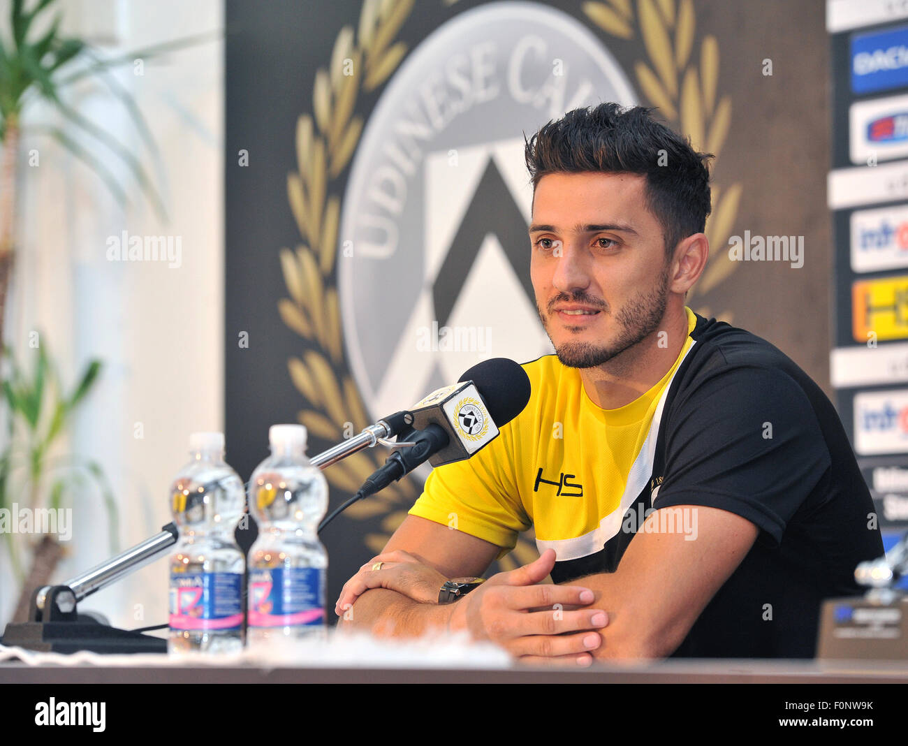 Udine, Italy. 19th August, 2015. press conference of presenting the new Udinese's midfielder Marco Antonio de Mattos Filho Marquinho. Acquired from AS Roma the midfielder signed with Udinese Calcio a four-year contract. Udine 19th August 2015.  Credit:  Simone Ferraro/Alamy Live News Stock Photo
