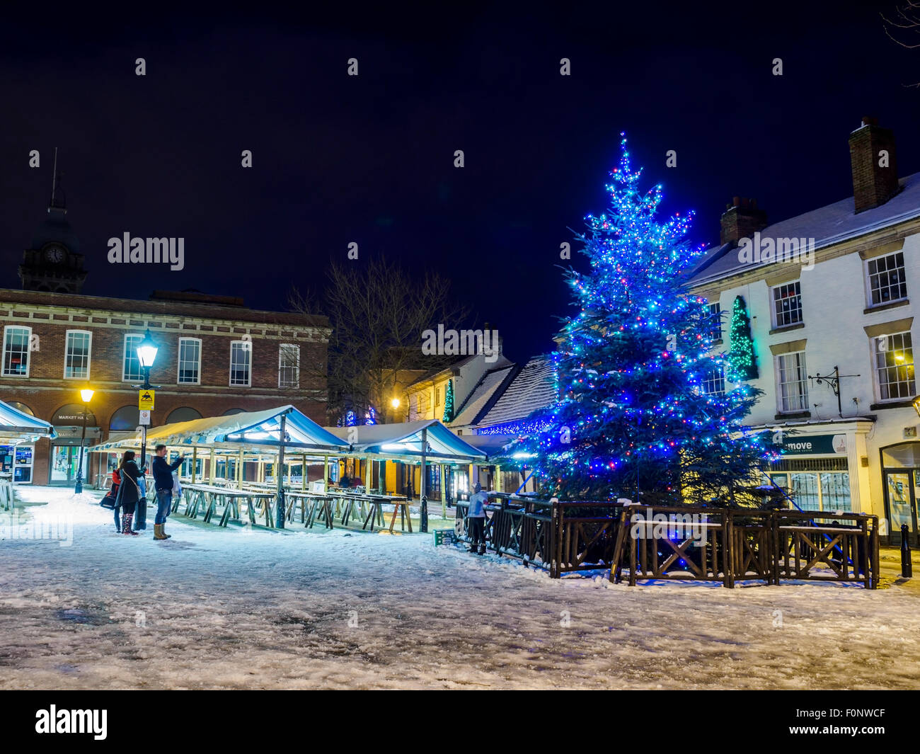 Chesterfield town christmas lights night hires stock photography and