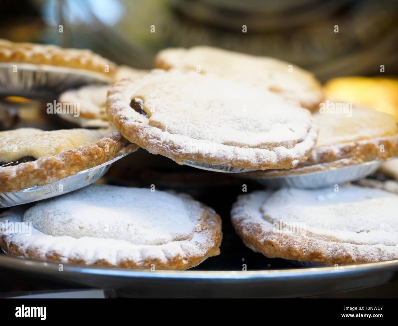 Christmas Mince pies served on a plate Derbyshire England Stock Photo ...