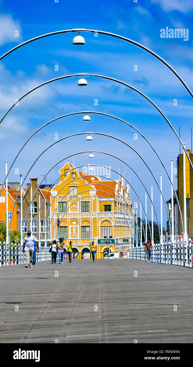 The waterfront Handelskade in Willemstad capital city of Curacao Stock Photo