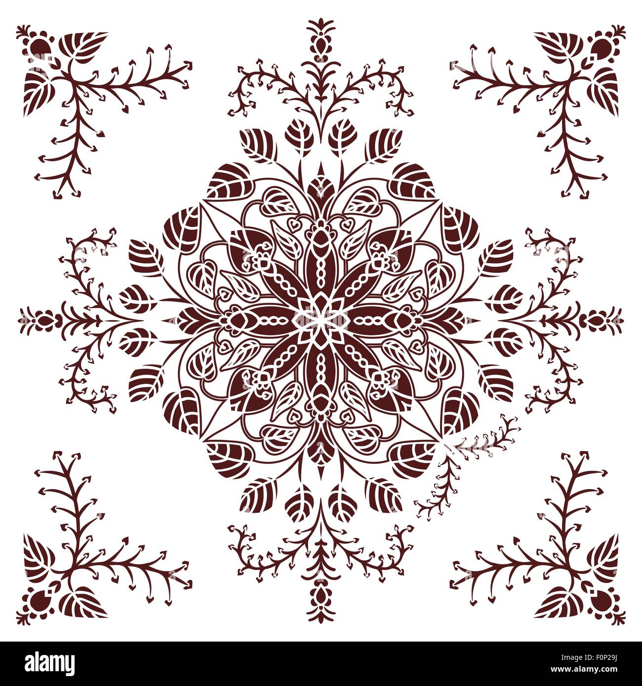 Hand drawing zentangle mandala element in marsala color Stock Vector ...