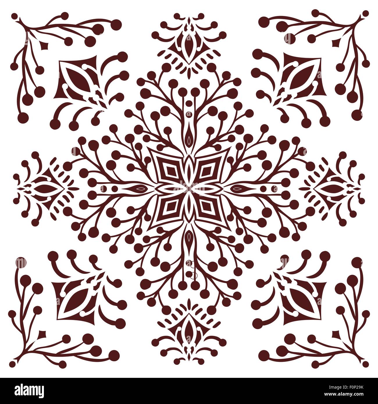 Hand drawing zentangle mandala element in marsala color Stock Vector ...
