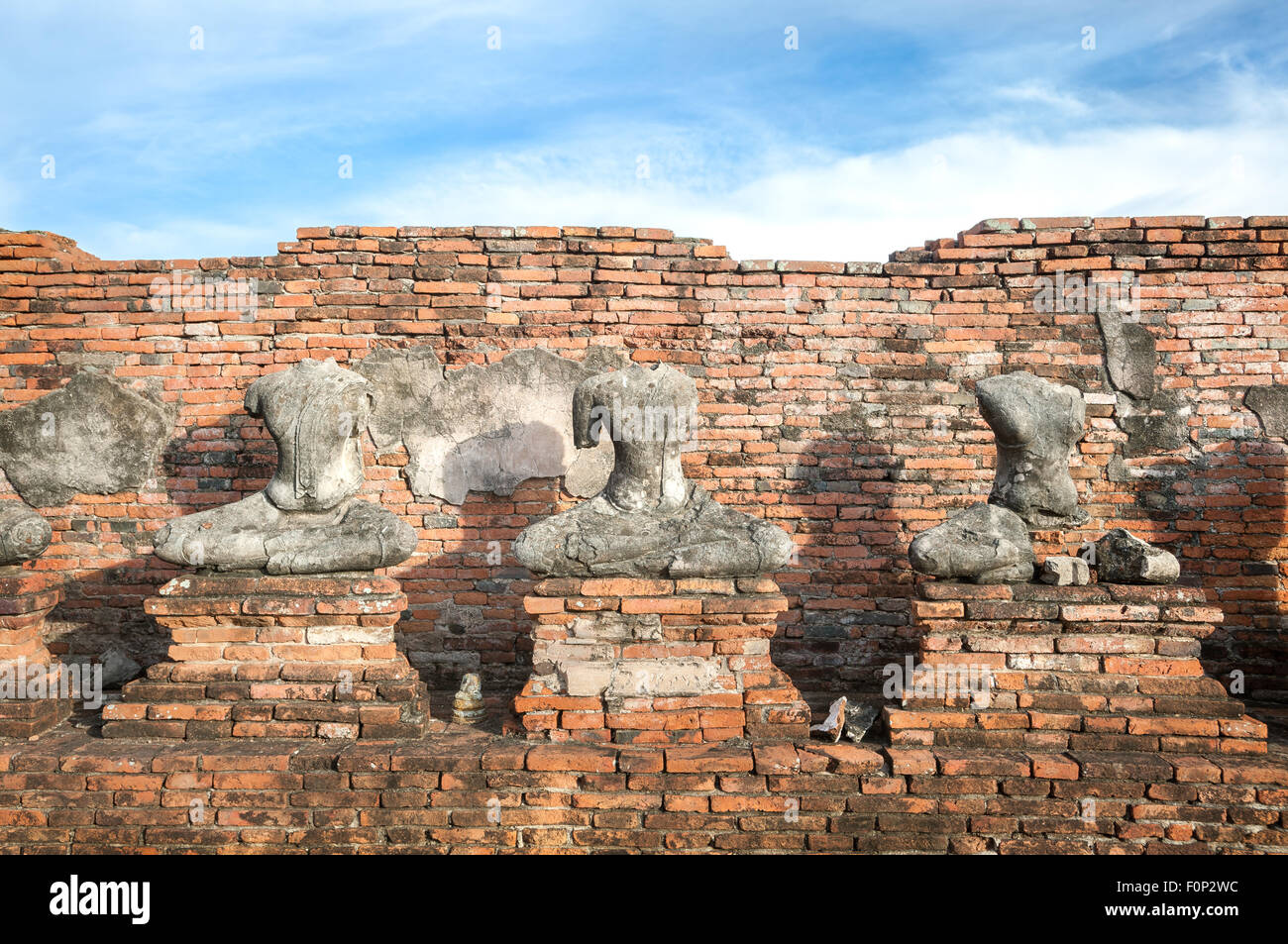 Headless Buddha statues at Wat Chaiwatthanaram, Ayutthaya, Thailand Stock Photo