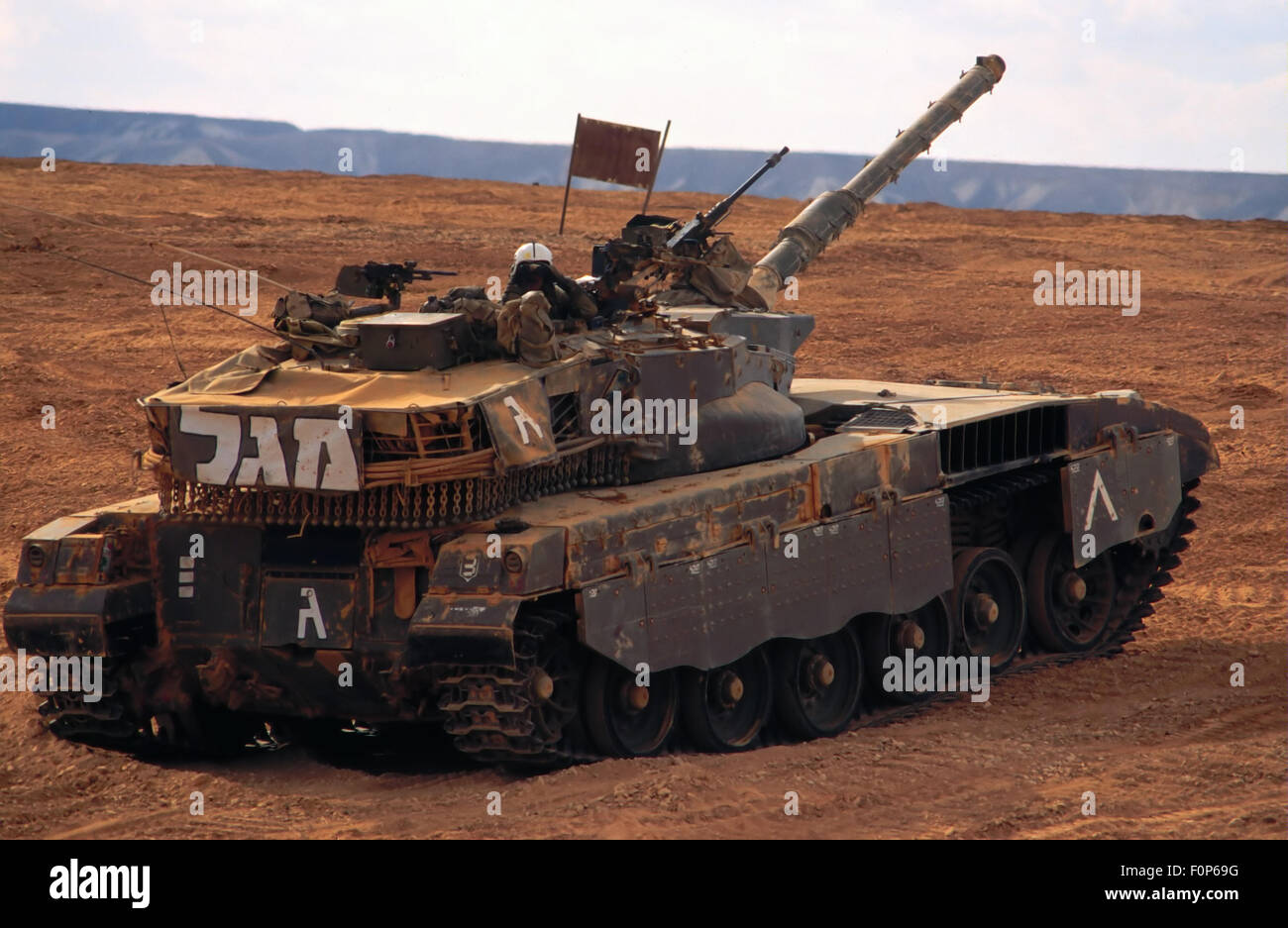 Israeli army, Merkava tanks training in the Negev desert Stock Photo