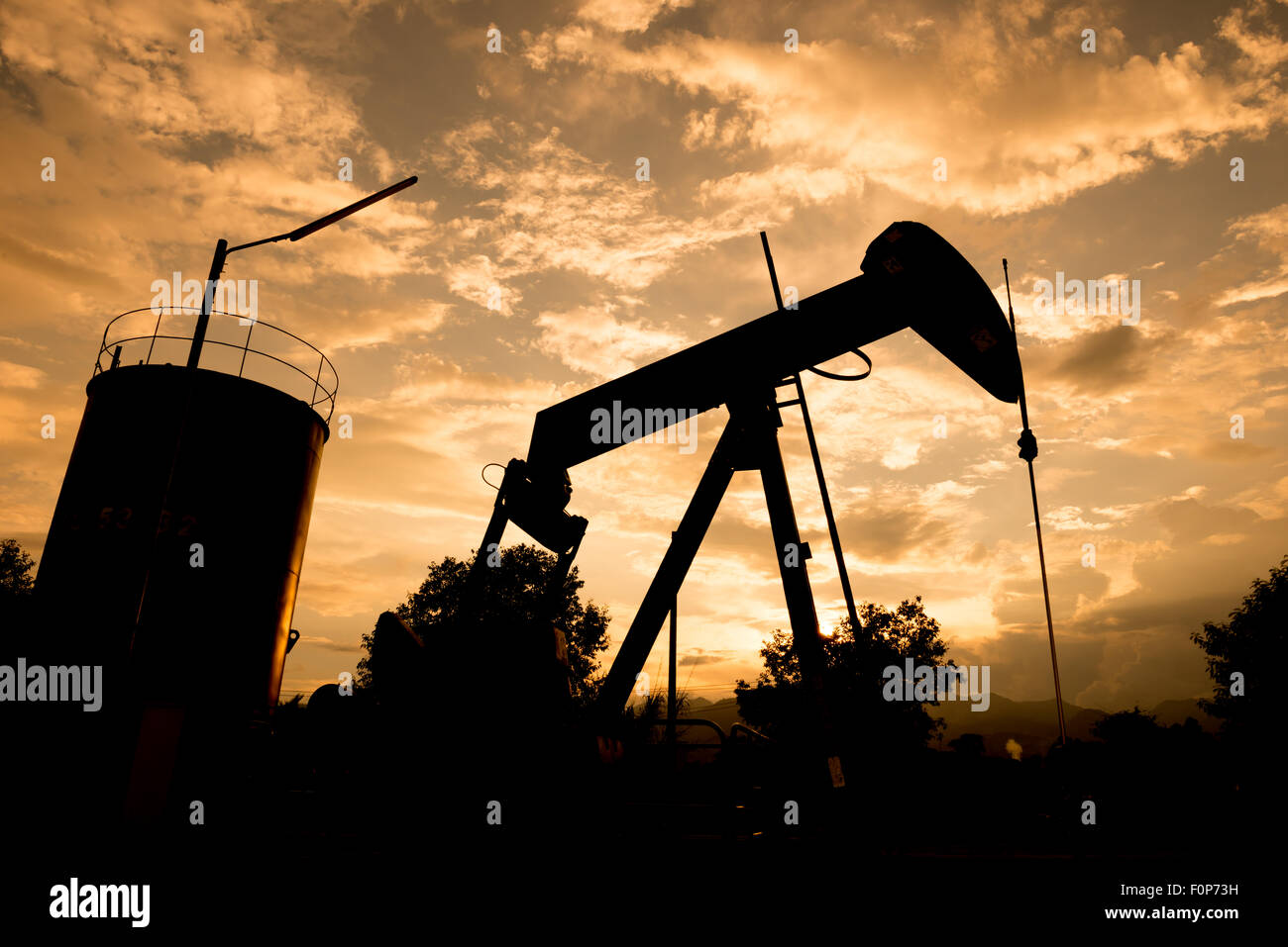 old pumpjack pumping crude oil from oil well Stock Photo