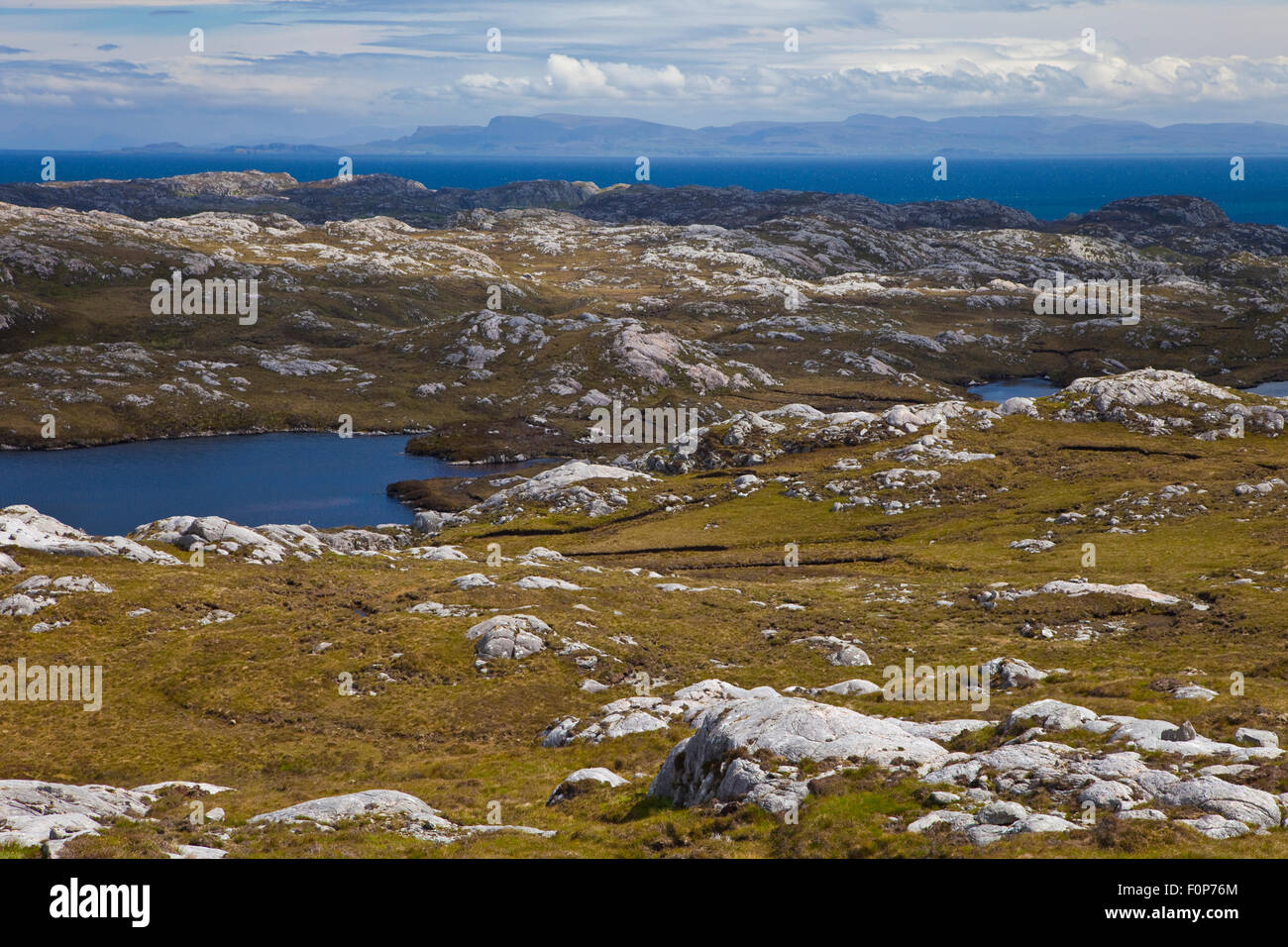 Granite rock strewn landscape, south Harris, Outer Hebrides, Scotland ...