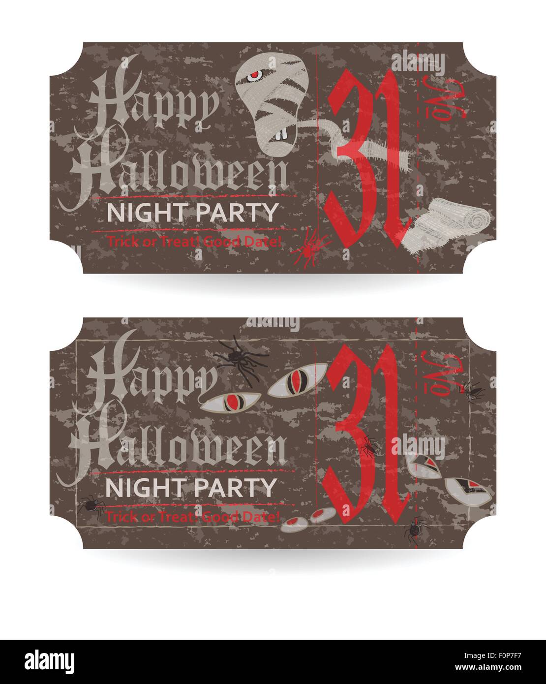 Vintage ticket to Halloween party Stock Vector