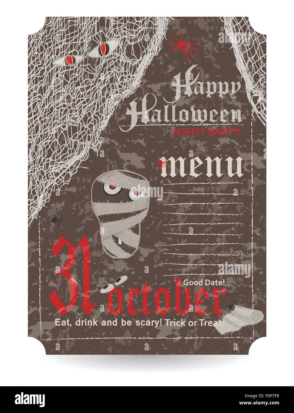 Vintage menu to Halloween party Stock Vector
