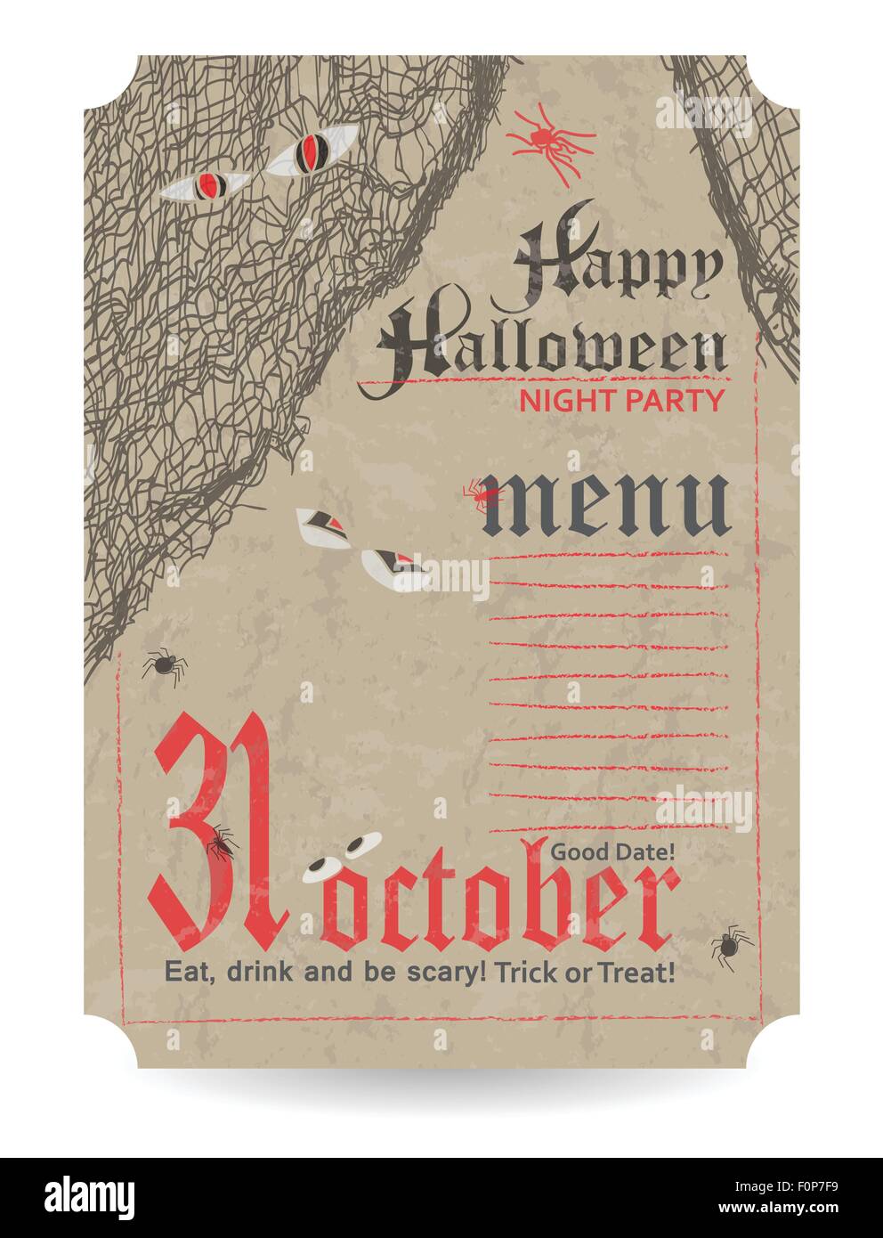 Vintage menu to Halloween party Stock Vector