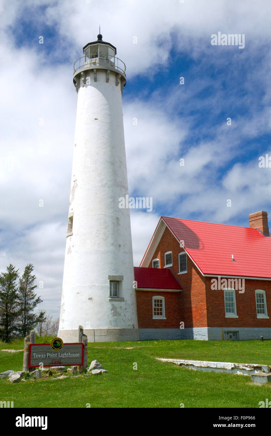 Tawas Point Lighthouse located on Lake Huron in East Tawas, Michigan, USA. Stock Photo