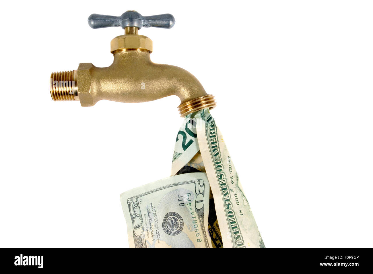 Water tap dripping dollar bills, Water waste concept Stock Photo Alamy