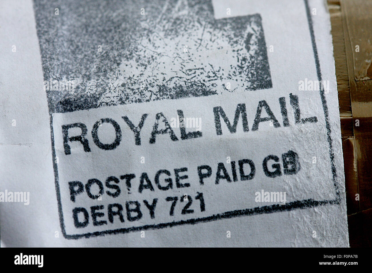 Macro shot of a royal mail stamp Stock Photo