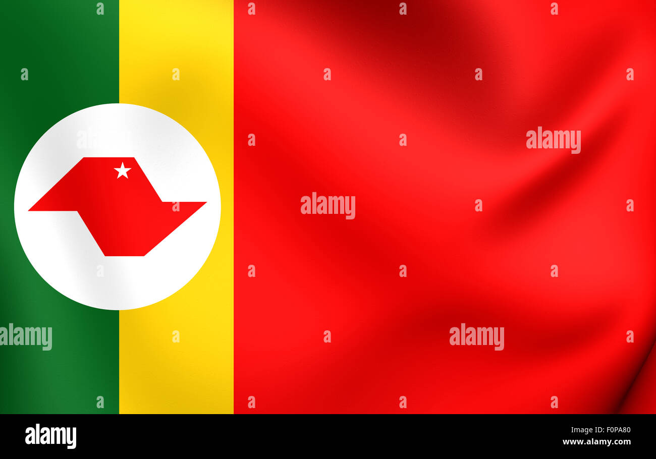 3D Flag of the Barretos, Brazil. Close Up. Stock Photo