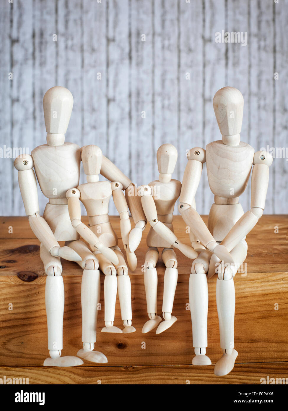Photos wooden dolls, happy family with children Stock Photo - Alamy