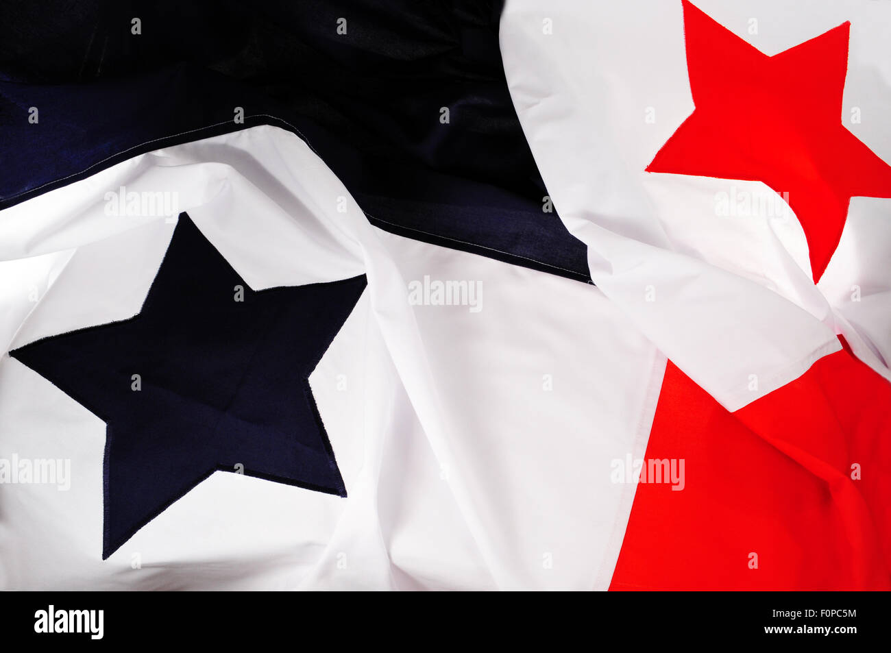 Macro shot of the panamanian flag showing its beautiful colors and stars Stock Photo