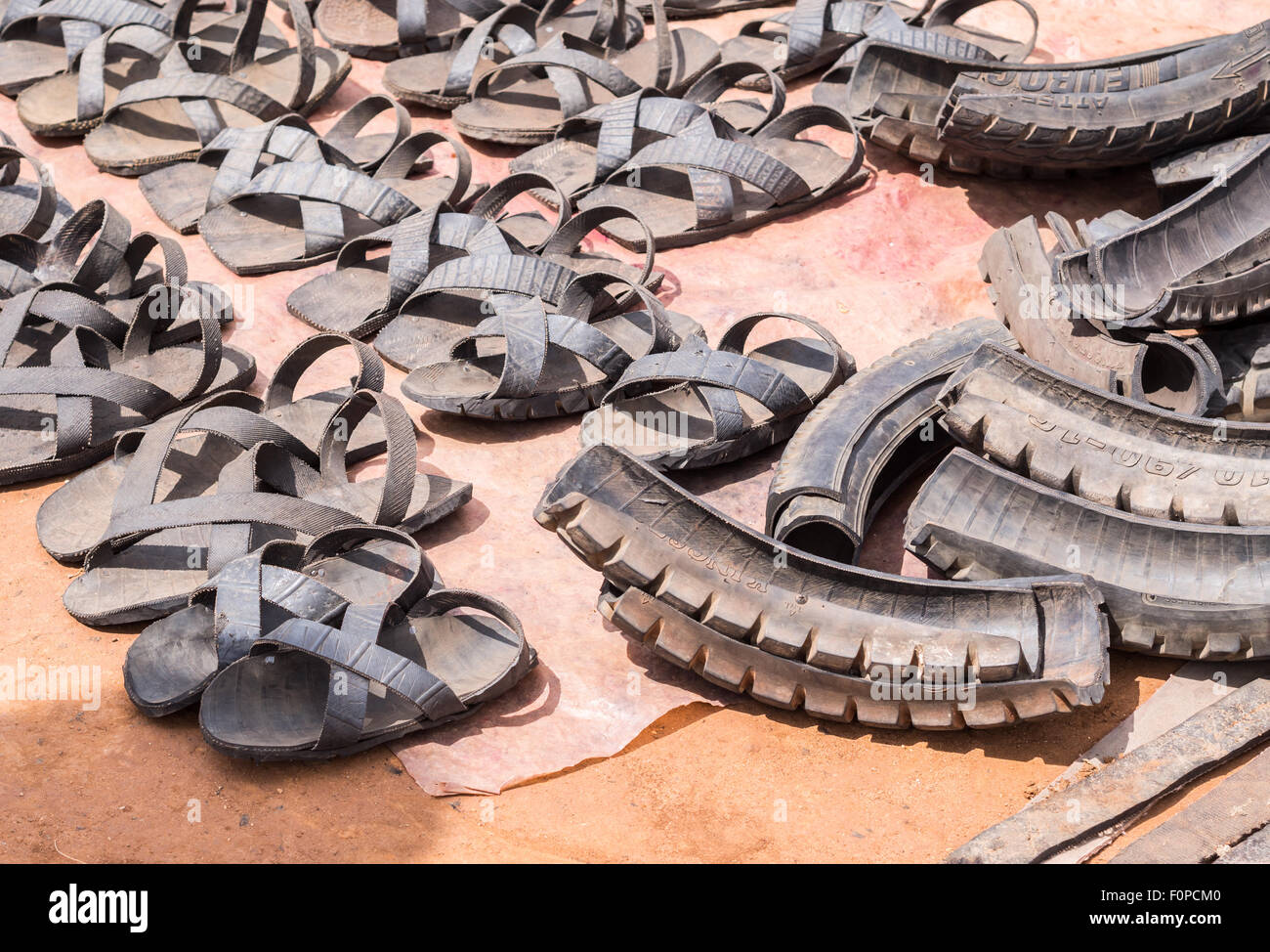 Sandals made of old tires on a local Maasai market in Handeni region,  Tanzania, africa Stock Photo - Alamy