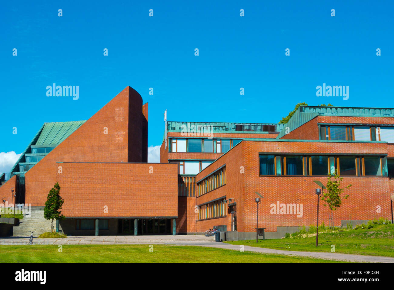 Helsinki University of Technology, part of Aalto University, with auditorium, designed by Alvar Aalto, Otaniemi, Espoo, Finland Stock Photo