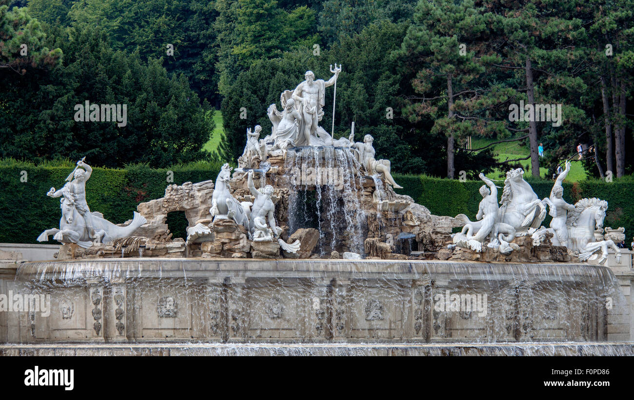 Neptune Fountain in Schoenbrunner Park, Schoenbrunn Palace Park, Vienna, Austria, Europe Stock Photo