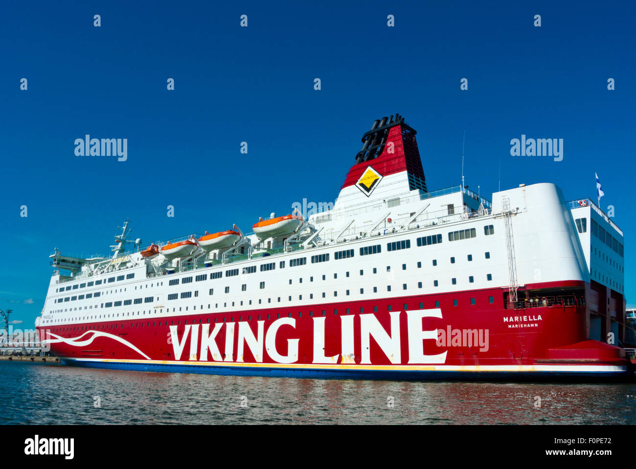 Viking Line, ferry boat to Stockholm, anchored at Katajannokka terminal ...