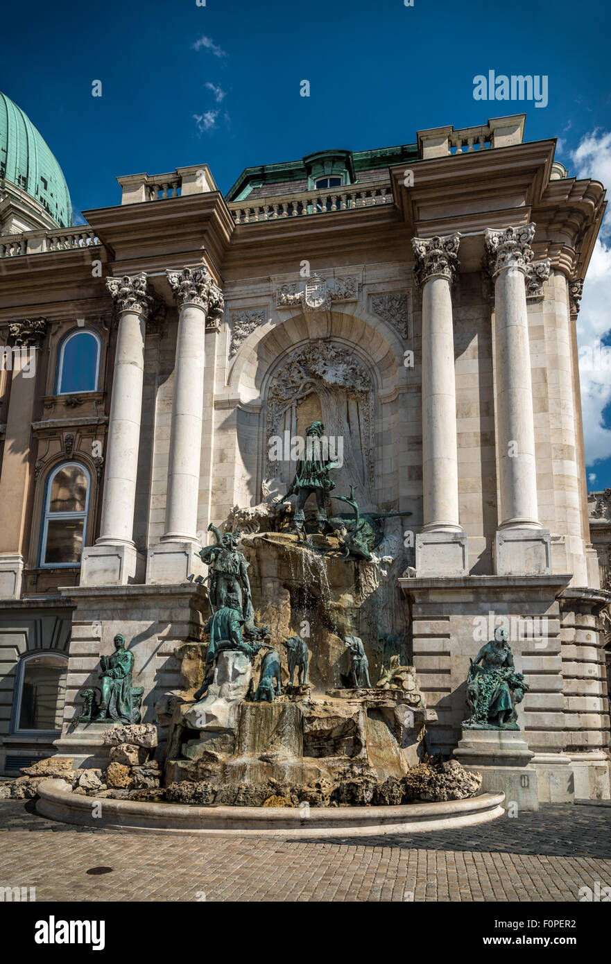 Hunter's Fountain (Matthias Fountain), Buda Castle (Palace), Budapest, Hungary Stock Photo