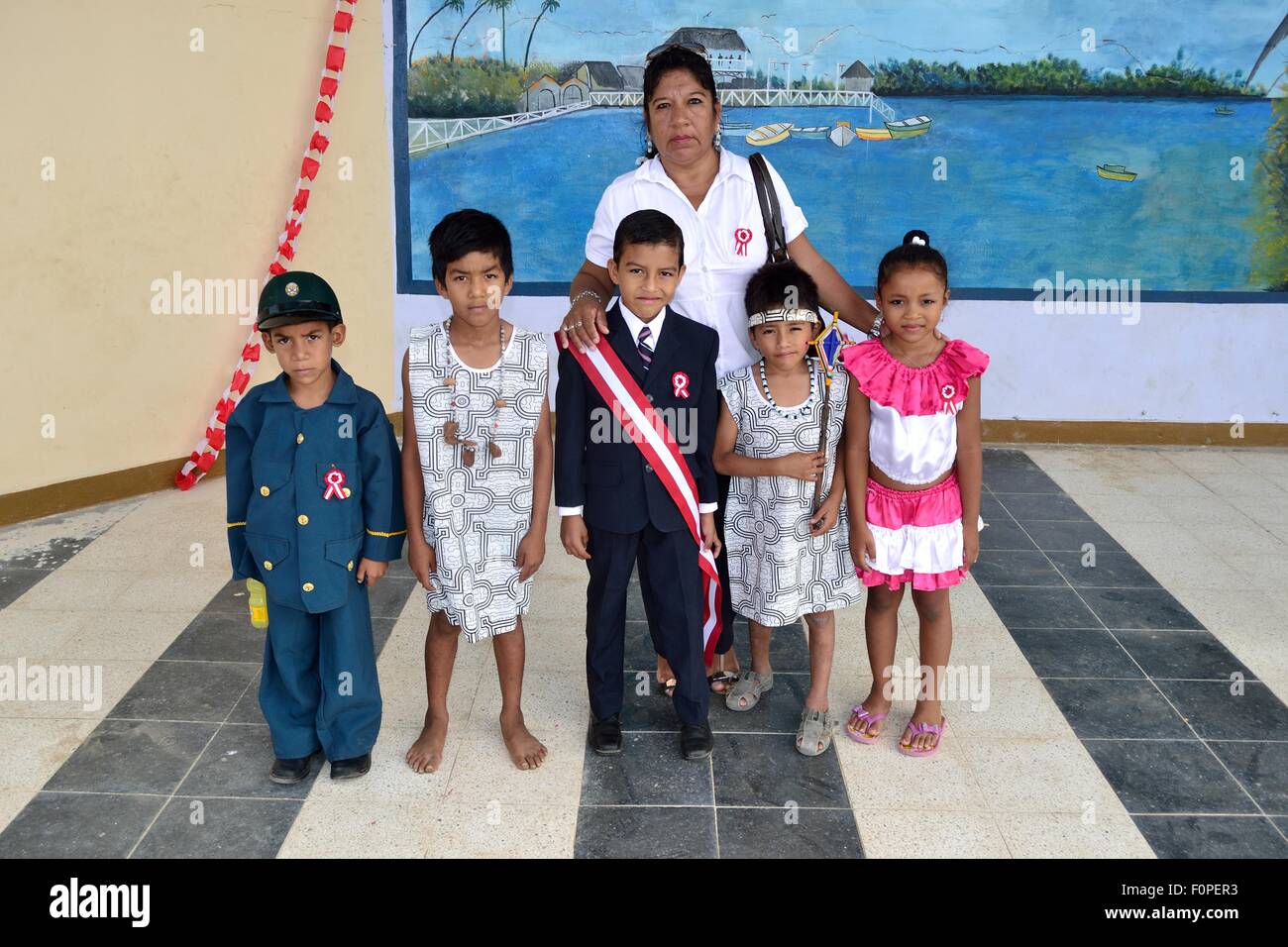 Ollanta Humala president of Peru - Independence Day Festival in PUERTO PIZARRO . Department of Tumbes .PERU Stock Photo