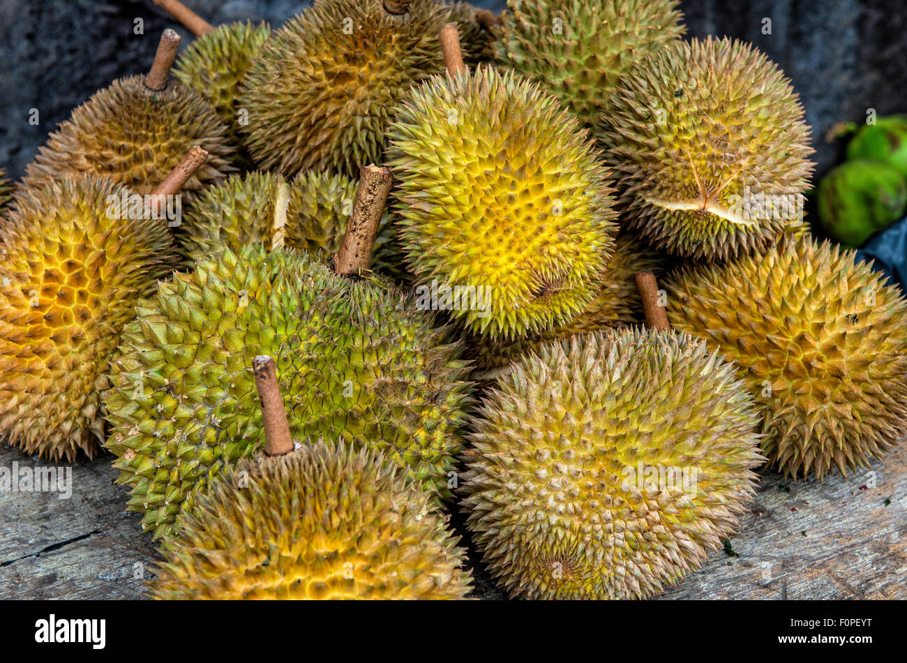 Durian Fruits in Kuala Lumpur, Malaysia Stock Photo